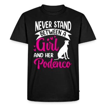 Fille et son lévrier espagnol Podenco - T-shirt Premium bio Homme - noir - Devant - Nico (187cm)
