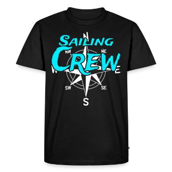 Bottes d’équipage de voile Skipper d’équipage Capitaine de marin - T-shirt Premium bio Homme - noir - Devant - Nico (187cm)