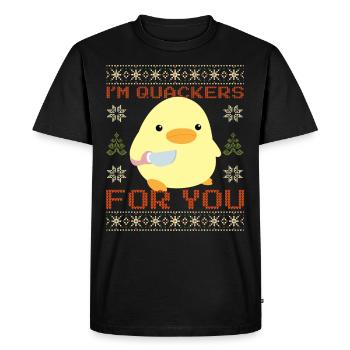 Duck with Knife Meme - Quackers Ugly Christmas - Men's Premium Organic T-Shirt - black - Front - Nico (187cm)