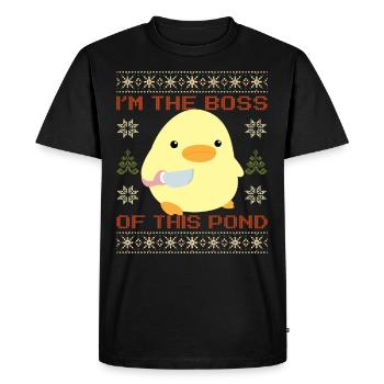 Canard avec couteau Meme - Mon étang Ugly Noël - T-shirt Premium bio Homme - noir - Devant - Nico (187cm)