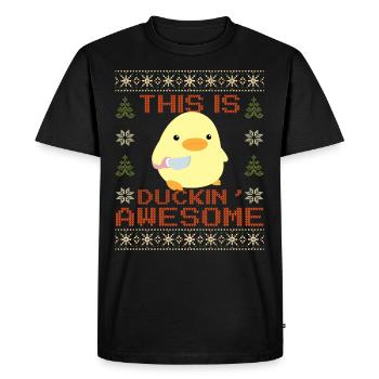 Canard avec couteau Meme - Canard génial Noël - T-shirt Premium bio Homme - noir - Devant - Nico (187cm)
