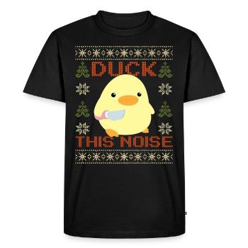 Canard avec couteau Meme - Canard ce bruit Noël - T-shirt Premium bio Homme - noir - Devant - Nico (187cm)