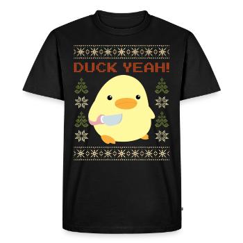 Canard avec couteau Meme - Canard Yeah Noël moche - T-shirt Premium bio Homme - noir - Devant - Nico (187cm)