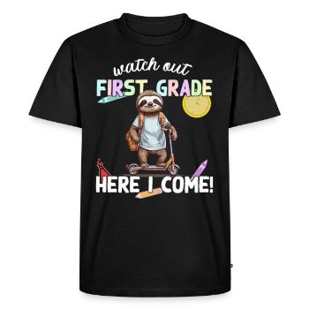 paresseux cool sur l’inscription à l’école de scooter et l’école - T-shirt Premium bio Homme - noir - Devant - Nico (187cm)