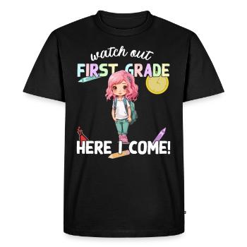 Funny Elementary School Girl School Enrollment Saying - Men's Premium Organic T-Shirt - black - Front - Nico (187cm)