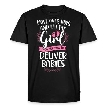 Infirmière spécialisée dans le travail et l’accouchement - T-shirt Premium bio Homme - noir - Devant - Nico (187cm)