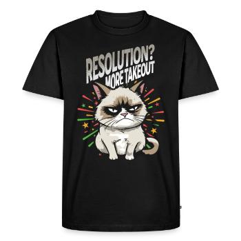 More Takeout - Angry Cat Happy New Year Pajamas - Men's Premium Organic T-Shirt - black - Front - Nico (187cm)