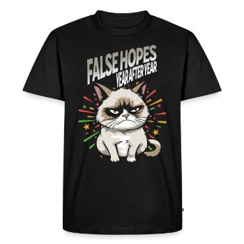 Faux espoirs - Pyjama Bonne Année Chat en colère - T-shirt Premium bio Homme - noir - Devant - Nico (187cm)