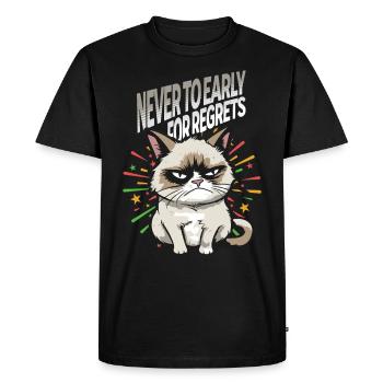 Premiers regrets - Pyjama bonne année chat en colère - T-shirt Premium bio Homme - noir - Devant - Nico (187cm)