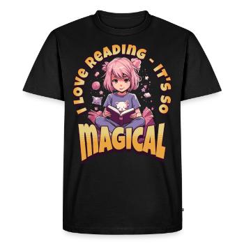 La lecture est magique - Kawaii Anime Girl Bookish - T-shirt Premium bio Homme - noir - Devant - Nico (187cm)