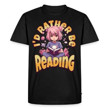 Je préfère lire Kawaii Anime Girl Bookworm - T-shirt Premium bio Homme - noir - Devant - Nico (187cm)