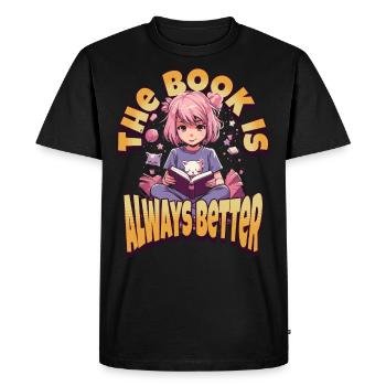 Les livres, c’est mieux - Kawaii Girl pour les rats de bibliothèque - T-shirt Premium bio Homme - noir - Devant - Nico (187cm)