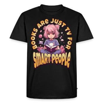 Smar People - Fille d’anime kawaii pour les rats de bibliothèque - T-shirt Premium bio Homme - noir - Devant - Nico (187cm)
