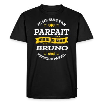 BRUNO PARFAIT - PRENOM BRUNO - T-shirt Premium bio Homme - noir - Devant - Nico (187cm)