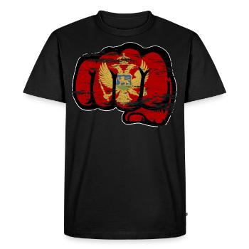 Montenegro Flag Fist Used - Men's Premium Organic T-Shirt - black - Front - Nico (187cm)