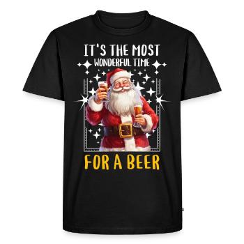 Christmas Claus Beer Drinking Alcohol - Men's Premium Organic T-Shirt - black - Front - Nico (187cm)