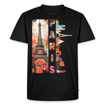 Paris Eiffel Tower France City Skyline Art - Men's Premium Organic T-Shirt - black - Front - Nico (187cm)