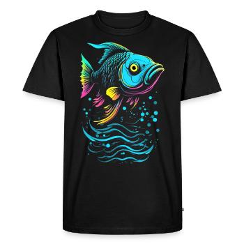 Poisson Vecteur Art Néon Lueur - T-shirt Premium bio Homme - noir - Devant - Nico (187cm)