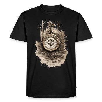 Survival Bushcraft Kompass - Männer Premium Bio T-Shirt - Schwarz - Vorne - Nico (187cm)