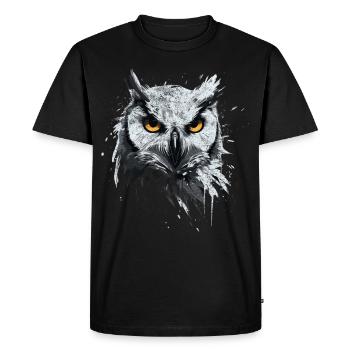 Hibou - oeuvre d’art avec effet grunge pour hiboux - T-shirt Premium bio Homme - noir - Devant - Nico (187cm)