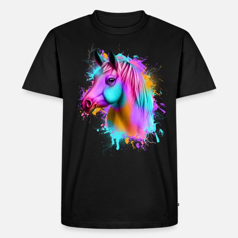 Pferd Graffiti Bunt - Männer Premium Bio T-Shirt - Schwarz