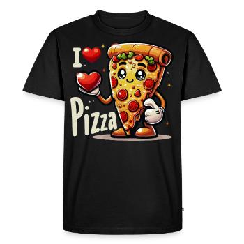 J’adore la pizza - T-shirt Premium bio Homme - noir - Devant - Nico (187cm)