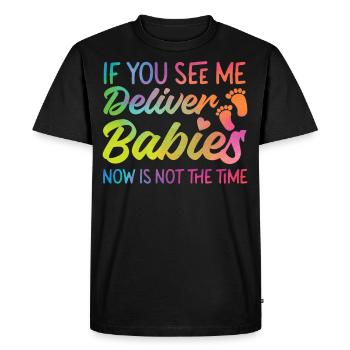 Infirmière spécialisée dans le travail et l’accouchement - T-shirt Premium bio Homme - noir - Devant - Nico (187cm)