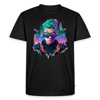 Cyber Gamer - Men's Premium Organic T-Shirt - black - Front - Nico (187cm)