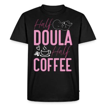 Doula Birth Worker Coffee Half - Men's Premium Organic T-Shirt - black - Front - Nico (187cm)