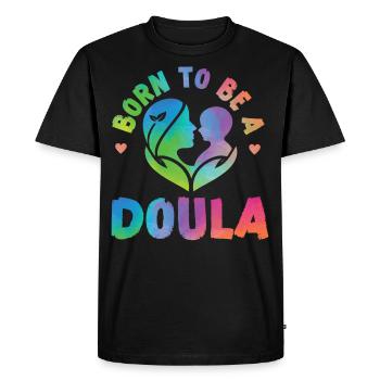 Doula accoucheuse née pour être une - T-shirt Premium bio Homme - noir - Devant - Nico (187cm)