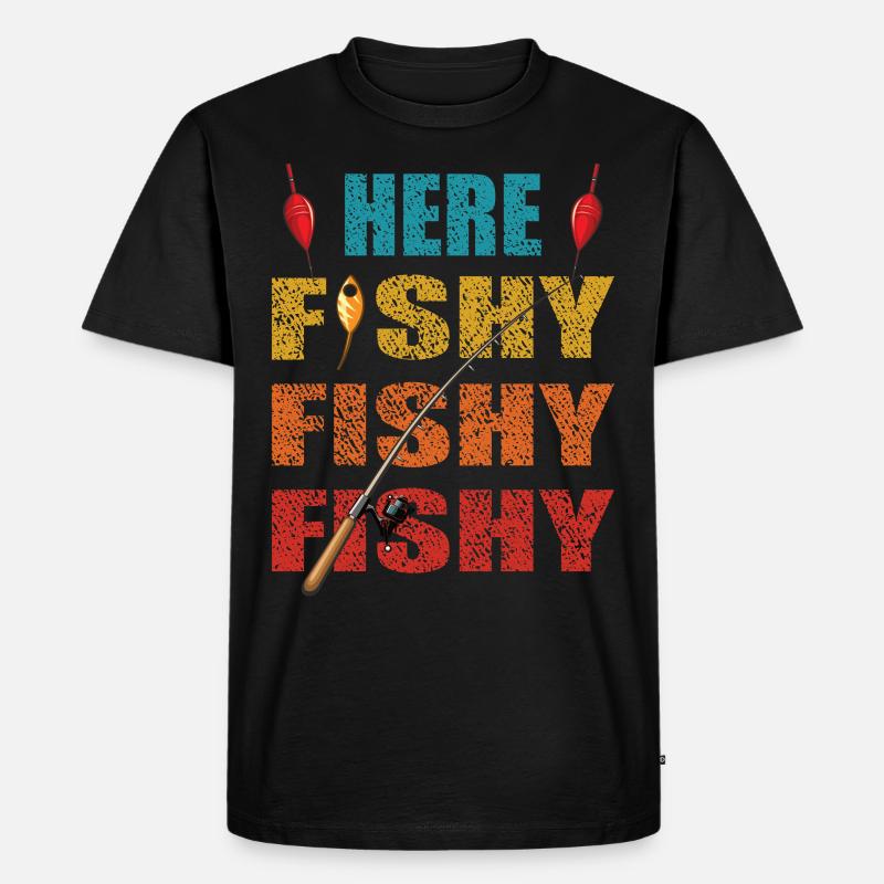 Here Fishy - Männer Premium Bio T-Shirt - Schwarz