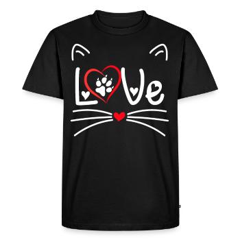 Amour de chat de la Saint-Valentin - T-shirt Premium bio Homme - noir - Devant - Nico (187cm)