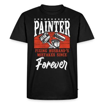 Peintre en bâtiment Peintre décorateur - T-shirt Premium bio Homme - noir - Devant - Nico (187cm)
