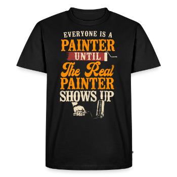Peintre en bâtiment Décorateur - T-shirt Premium bio Homme - noir - Devant - Nico (187cm)