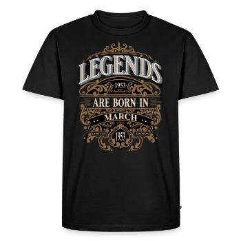 1953 Mars Naissance Anniversaire Année de naissance - T-shirt Premium bio Homme - noir - Devant - Nico (187cm)