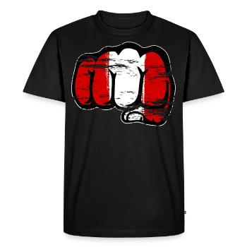 Peru Flag Fist Hand Used - Men's Premium Organic T-Shirt - black - Front - Nico (187cm)