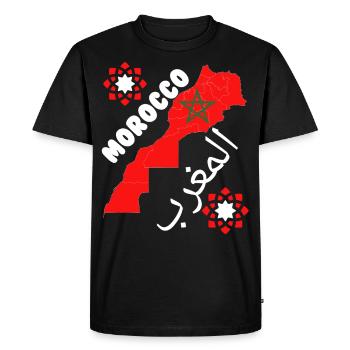 MOROCCAN DESIGN, moroccan flag, moroccan football - T-shirt Premium bio Homme - noir - Devant - Nico (187cm)