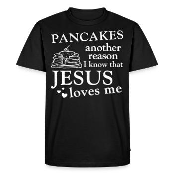 Amoureux des crêpes Enfants Jésus Foi - T-shirt Premium bio Homme - noir - Devant - Nico (187cm)