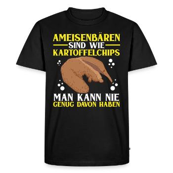 Jamais assez de fourmilier Ours mangeur de fourmis - T-shirt Premium bio Homme - noir - Devant - Nico (187cm)