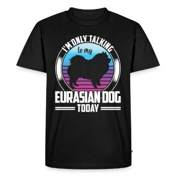 Ne parler qu’à Spitz eurasien - T-shirt Premium bio Homme - noir - Devant - Nico (187cm)