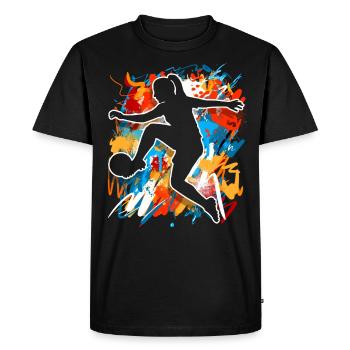 Soccer féminin Soccer féminin Football féminin Soccer féminin - T-shirt Premium bio Homme - noir - Devant - Nico (187cm)