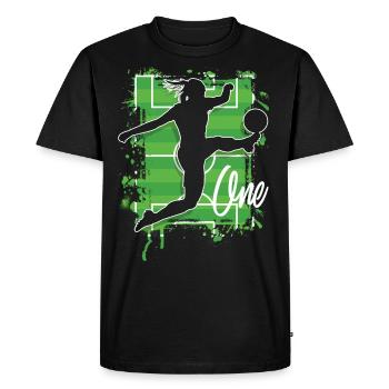 Footballeur Football 1er anniversaire - T-shirt Premium bio Homme - noir - Devant - Nico (187cm)