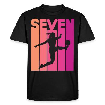 Joueuse de football 7e anniversaire - T-shirt Premium bio Homme - noir - Devant - Nico (187cm)