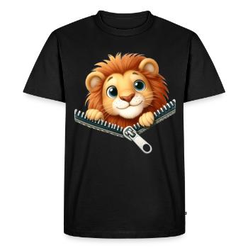 Lion avec fermeture éclair - T-shirt Premium bio Homme - noir - Devant - Nico (187cm)