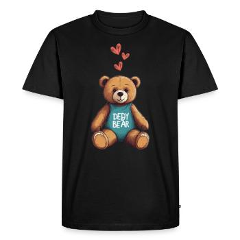Teddy Bear Cartoon with Hearts Teddy Bear Cute - Men's Premium Organic T-Shirt - black - Front - Nico (187cm)