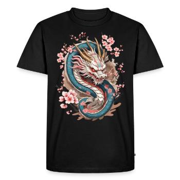 Design esthétique streetwear dragon japonais - T-shirt Premium bio Homme - noir - Devant - Nico (187cm)