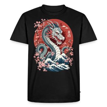 Design streetwear esthétique du dragon japonais - T-shirt Premium bio Homme - noir - Devant - Nico (187cm)