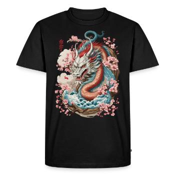 Design streetwear esthétique du dragon japonais - T-shirt Premium bio Homme - noir - Devant - Nico (187cm)