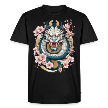 Design streetwear esthétique du dragon japonais - T-shirt Premium bio Homme - noir - Devant - Nico (187cm)