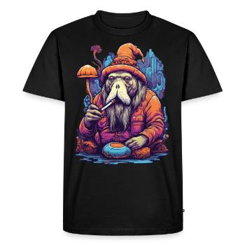 Festival de musique de morse d’art psychédélique de champignons forestiers - T-shirt Premium bio Homme - noir - Devant - Nico (187cm)
